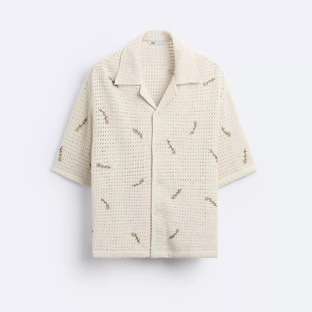 NWOT Zara Crochet Short Sleeve Shirt